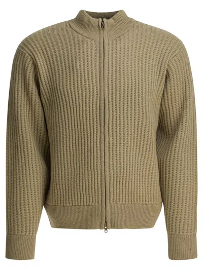 Stussy Ribbed-knit Zip-up Cardigan In Neutral