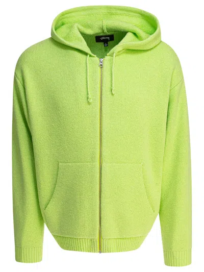 Stussy Hooded Zip-up Cardigan In Green