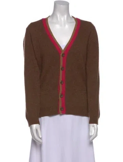 Pre-owned Stussy Lambswool V-neck Sweater In Brown
