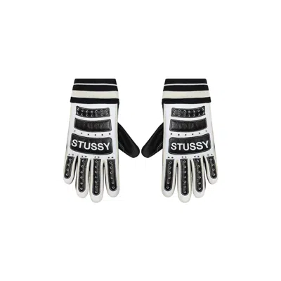 Pre-owned Stussy Leather Bike Gloves 'black/white'