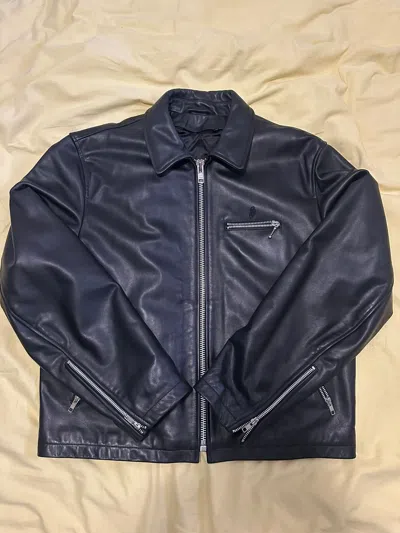 Pre-owned Stussy Leather Bing Jacket Medium In Black