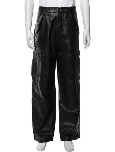 Pre-owned Stussy Leather Cargo Pants In Gray