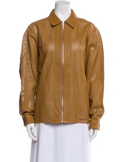 Pre-owned Stussy Leather Jacket W/ Tags In Brown