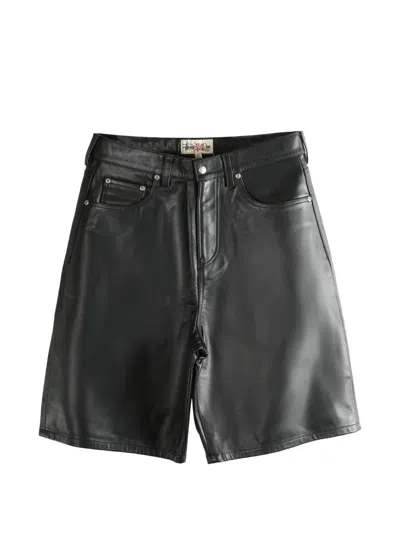 Stussy Big Ol Leather Shorts In Black