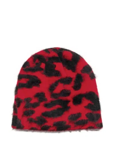 Stussy Leopard-print Cashmere Beanie Hat In Multi