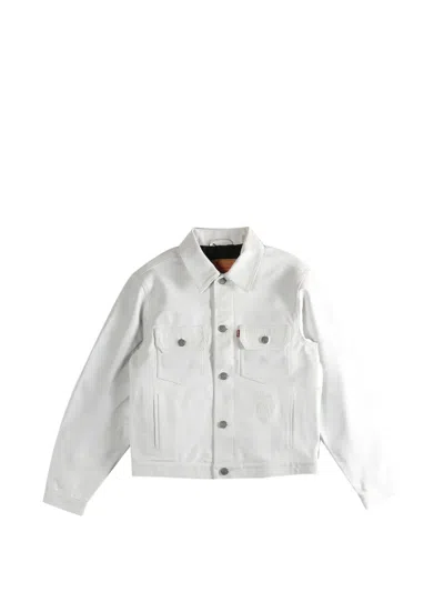 Stussy Levi´s Buttoned Flap-pocket Leather Jacket In White