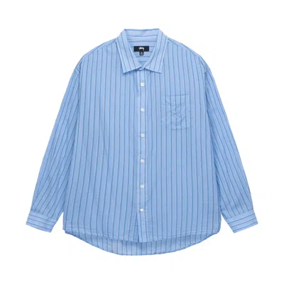 Pre-owned Stussy Light Weight Classic Shirt 'blue Stripe' | Men's Size L
