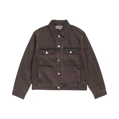 Pre-owned Stussy Lined Denim Trucker Jacket 'resin Wash Brown' | Men's Size L