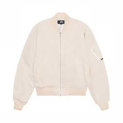 Pre-owned Stussy Linen Beach Bomber 'natural' In Cream