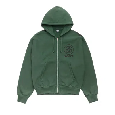 Pre-owned Stussy Link Sport Zip Hoodie Garment Dyed 'pine' | Green | Men's Size L