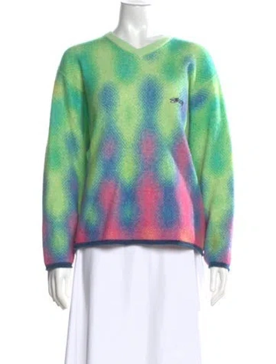 Pre-owned Stussy Llama Tie-dye Print Sweater In Green