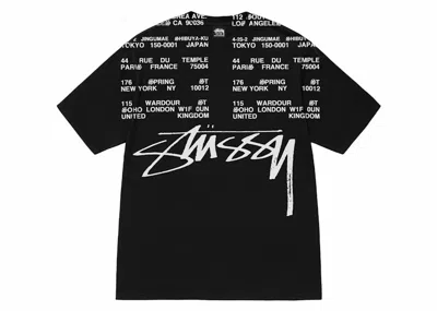 Pre-owned Stussy Locations Pigment Dyed T-shirt In Black