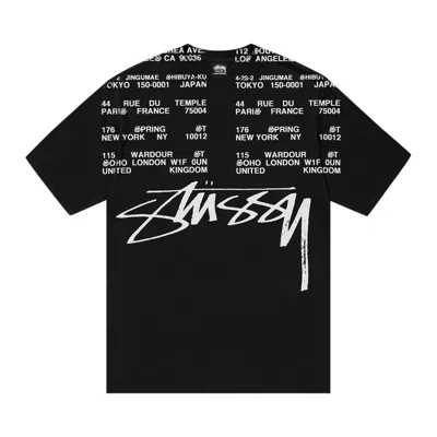 Pre-owned Stussy Locations Tee Pigment Dyed 'black'