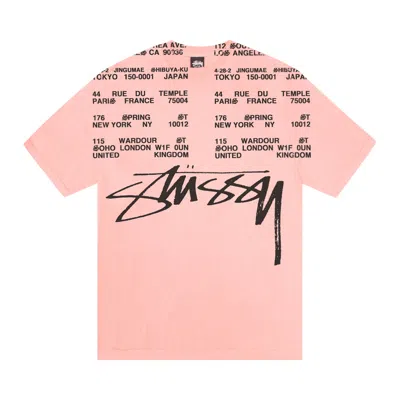 Pre-owned Stussy Locations Tee Pigment Dyed 'coral' In Pink