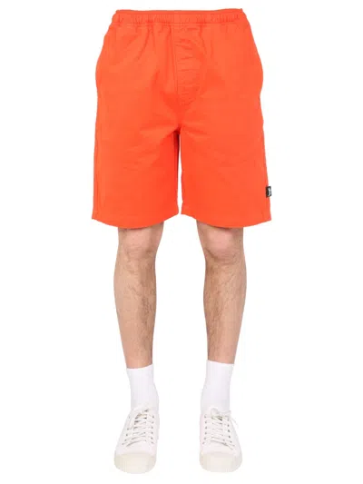 Stussy Logo Bermuda In Orange