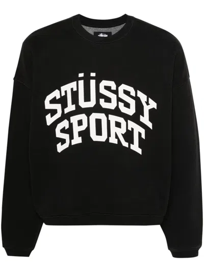 Stussy Logo Cotton Blend Sweatshirt In Black