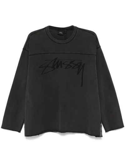 Stussy Logo Cottton Sweater In Black