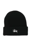 Stussy Logo-embroidered Beanie In Black