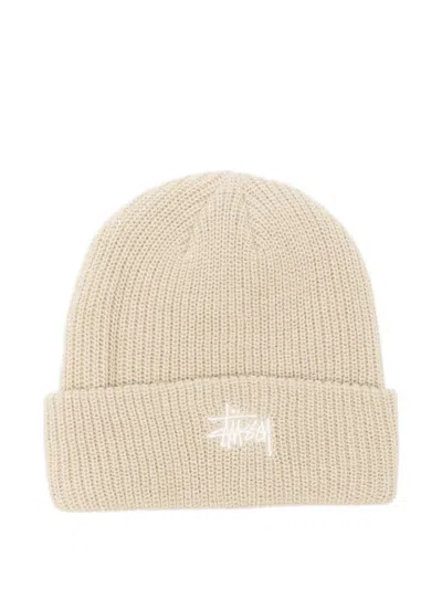 Stussy Logo-embroidered Beanie In Brown