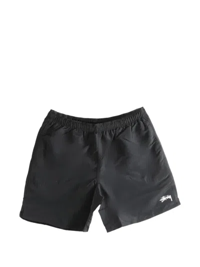 Stussy Logo-embroidered Swim Shorts In Black
