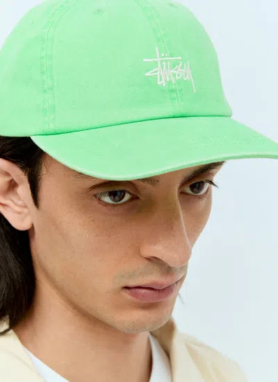 Stussy Logo Embroidery Baseball Cap In Green