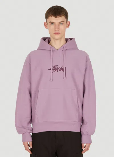 Stussy Logo Embroidery Hooded Sweatshirt In Purple