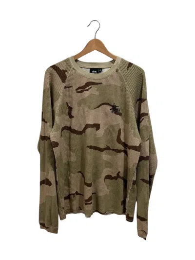 Pre-owned Stussy Logo Long Sleeve Thermal Camo In Sand