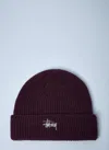 Stussy Logo Motif Beanie Hat In Burgundy