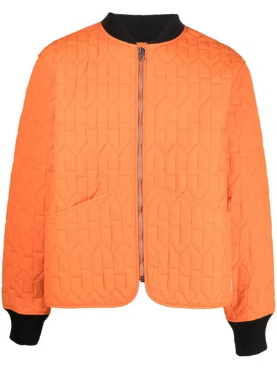 Stussy Gesteppte Bomberjacke Mit Logo-patch In Orange