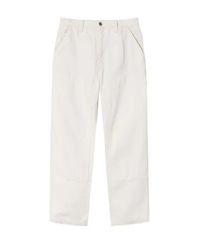 Stussy Logo-patch Wide-leg Jeans In White