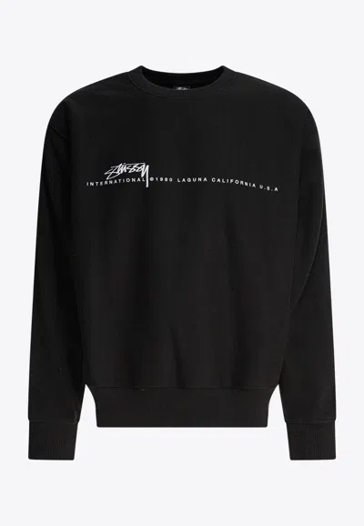 Stussy Logo Print Crewneck Sweatshirt In Black