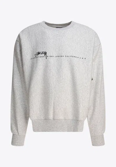Stussy Logo Print Crewneck Sweatshirt In White