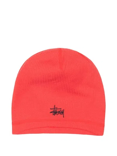 Stussy Logo-embroidered Beanie In Red