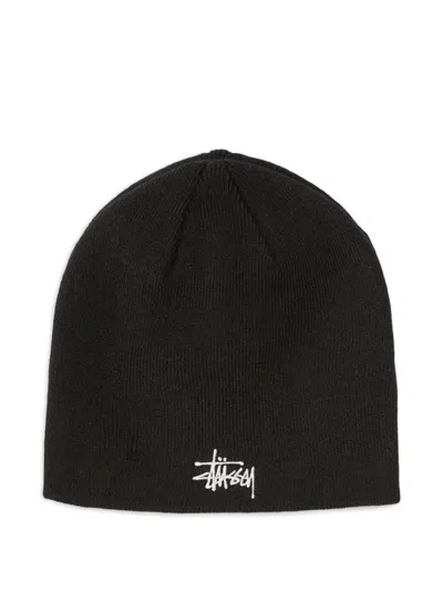 Stussy 로고 자수 비니 In Black