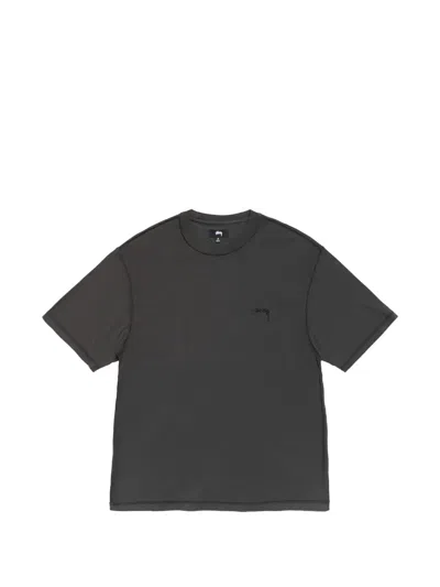 Stussy Logo-embroidered Lazy T-shirt In Gray