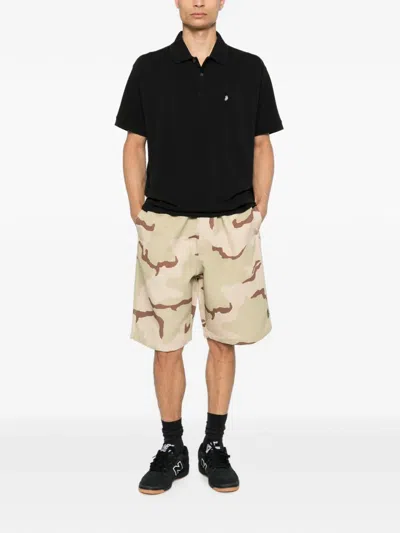 Stussy Logo-embroidered Polo Shirt In Black