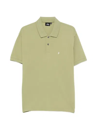 Stussy Logo-embroidered Polo Shirt In Green