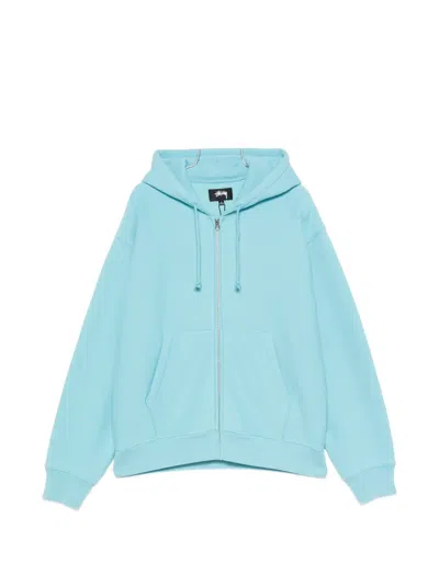 Stussy Logo-embroidered Zip-up Hoodie In Blue
