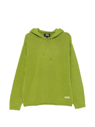Stussy Logo-patch Drawstring Hoodie In Green
