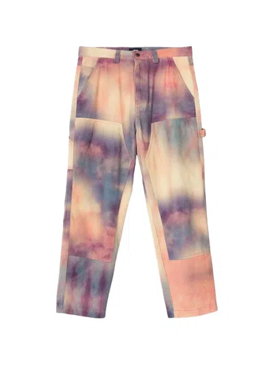 Stussy Logo-patch Tie-dye Jeans In Multi