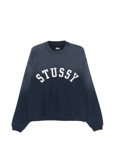 Stussy Logo-print Cotton Sweatshirt In Blue