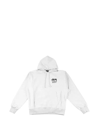 Stussy Logo-print Drawstring Hoodie In Gray