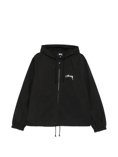 Stussy Logo-print Hooded Jacket In Blue