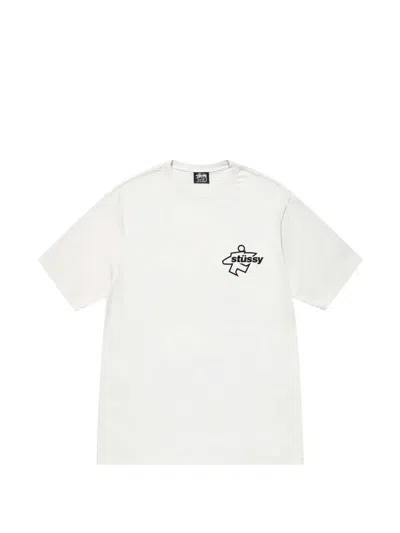 Stussy Logo-print Jersey T-shirt In White