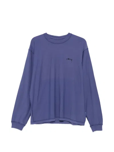 Stussy Logo-print Long-sleeve T-shirt In Blue