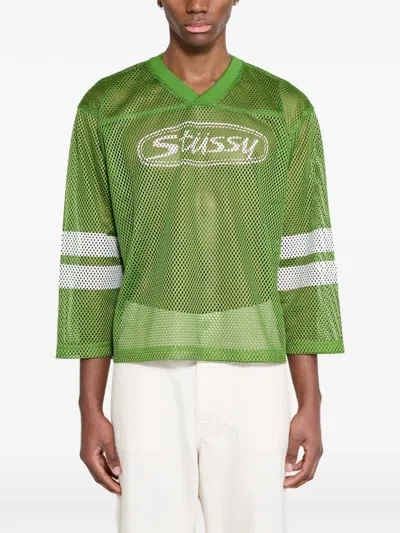 Stussy Logo-print Mesh T-shirt In Multi