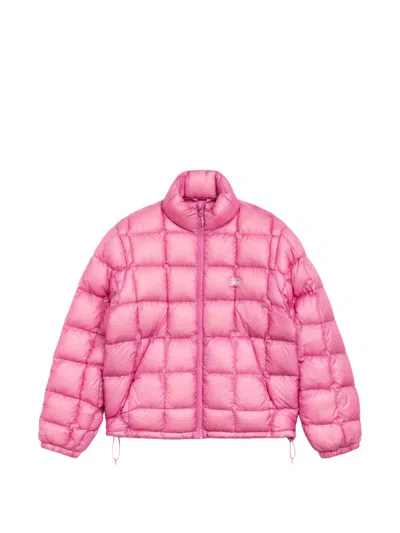 Stussy Logo-print Puffer Jacket In Pink