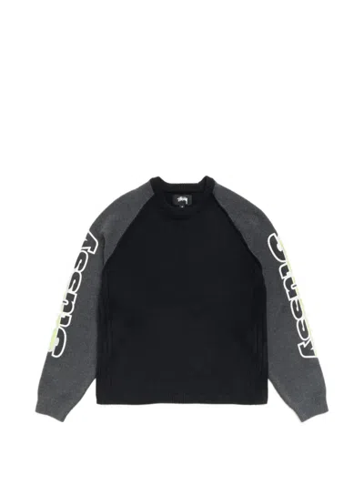 Stussy Logo-print Raglan-sleeves Sweater In Black