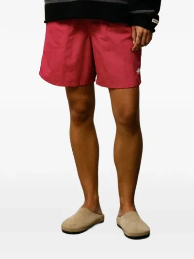 Stussy Logo Print Track Shorts In Burgundy