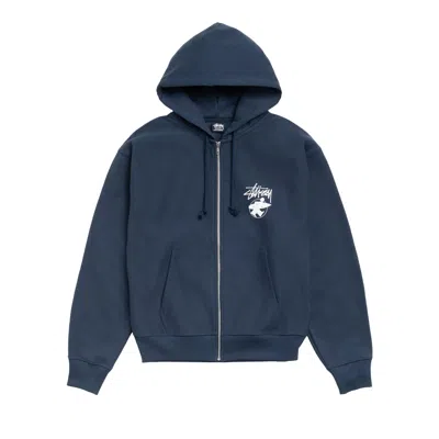 Pre-owned Stussy Long Haul Zip Hoodie 'navy' | Blue | Men's Size Xxl